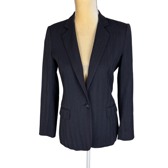 Theory Wool Blazer Womens Size 6 Gray Blue Professional Single-Button Modern - Picture 1 of 8